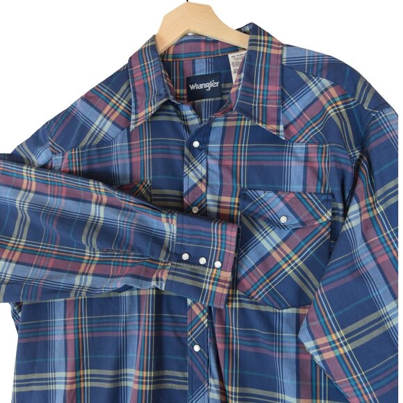 Wrangler Pearl Snap Mens Shirt XL Plaid Western Country Ranch Workwear - Picture 4 of 7
